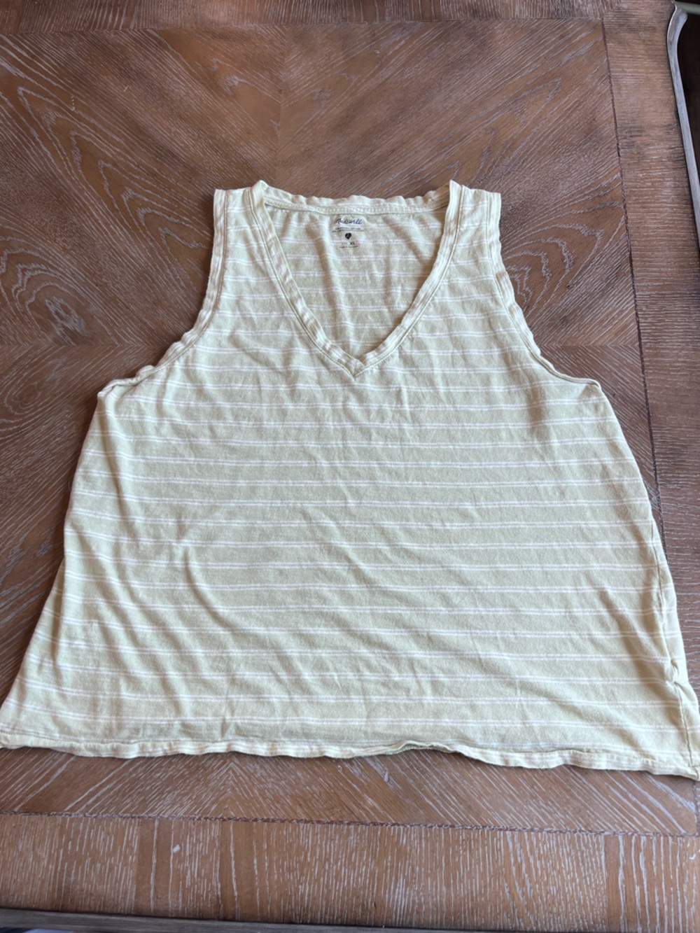 Madewell Cream Striped V-Neck Tank Size XL